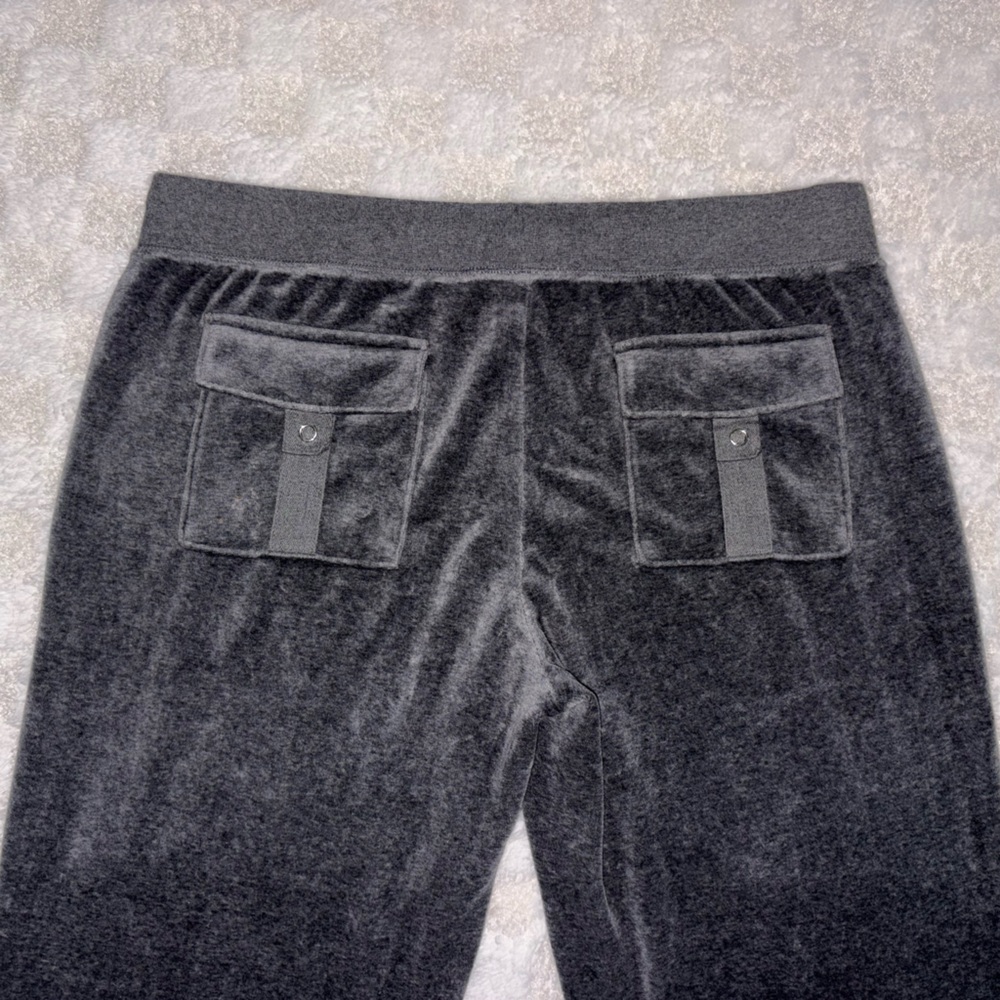 Juicy Couture Charcoal Gray Velour Trousers • Size Large - Picture 4 of 11